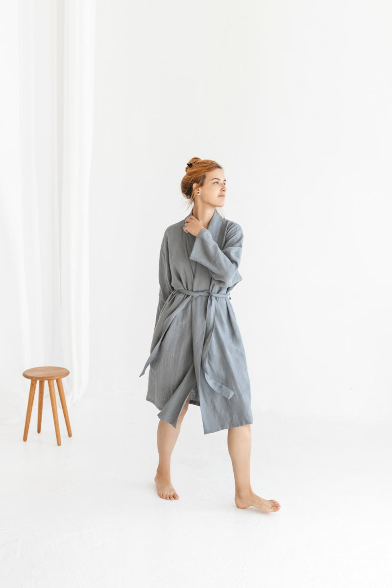linen bath robe