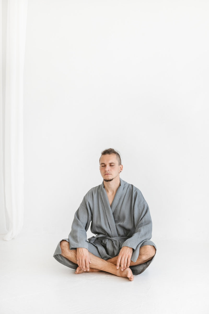 linen men's bath robe