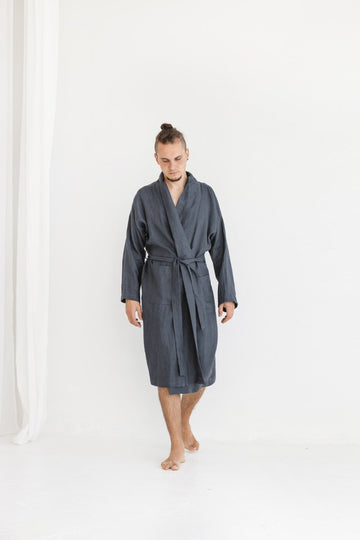 linen men's bath robe