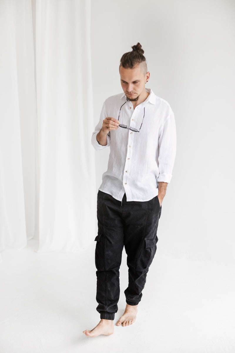 white linen men's shirt