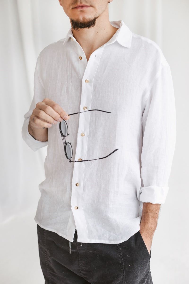 white linen men's shirt