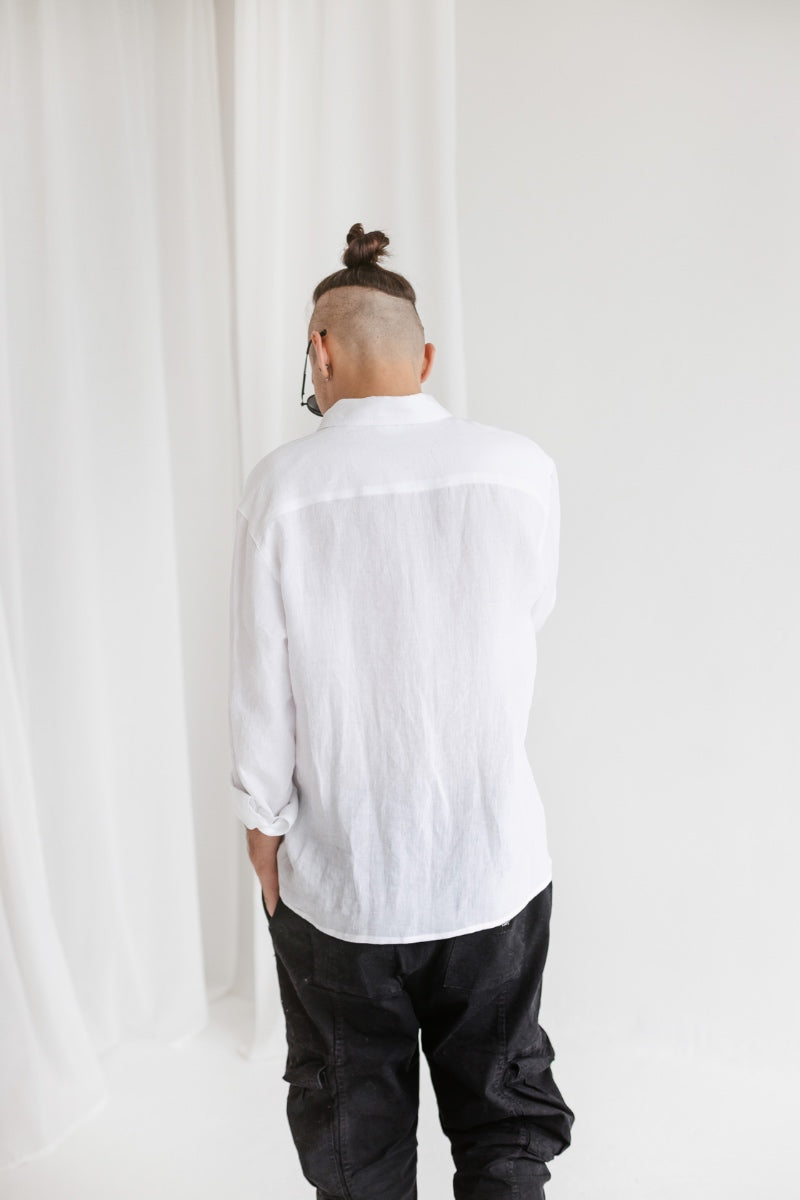 white linen men's shirt