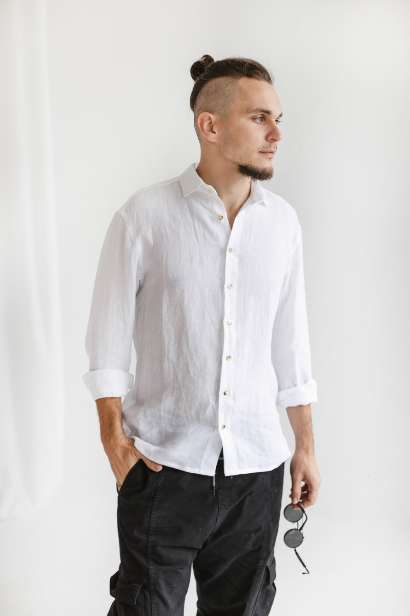 white linen men's shirt