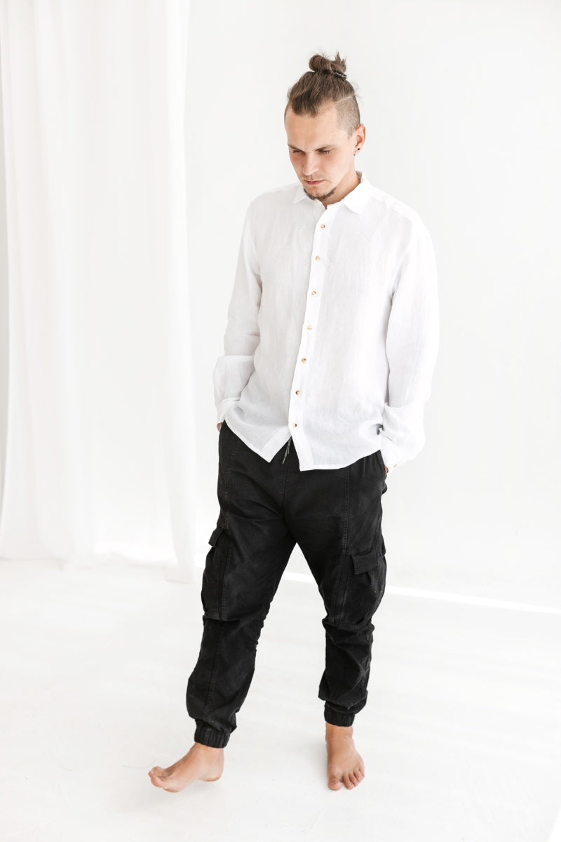 white linen men's shirt