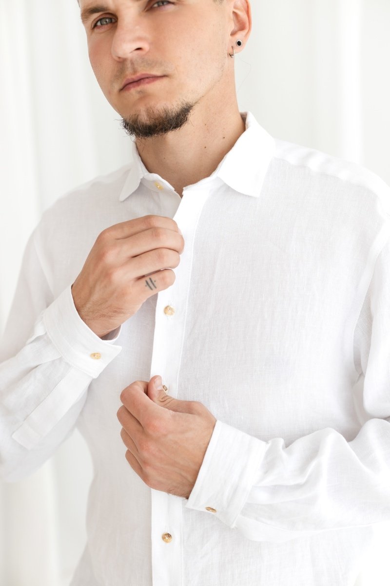 white linen men's shirt