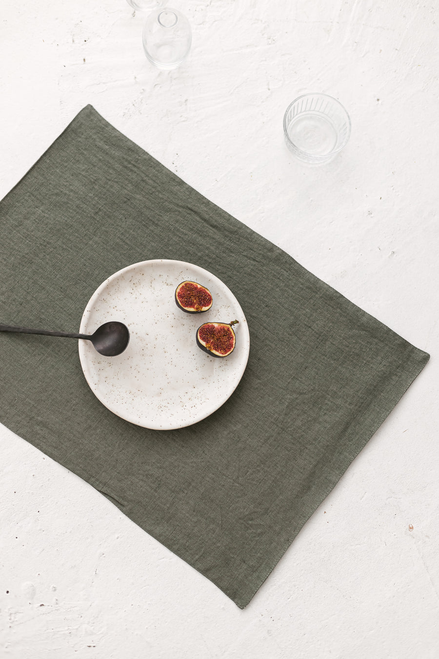 Green linen placemats