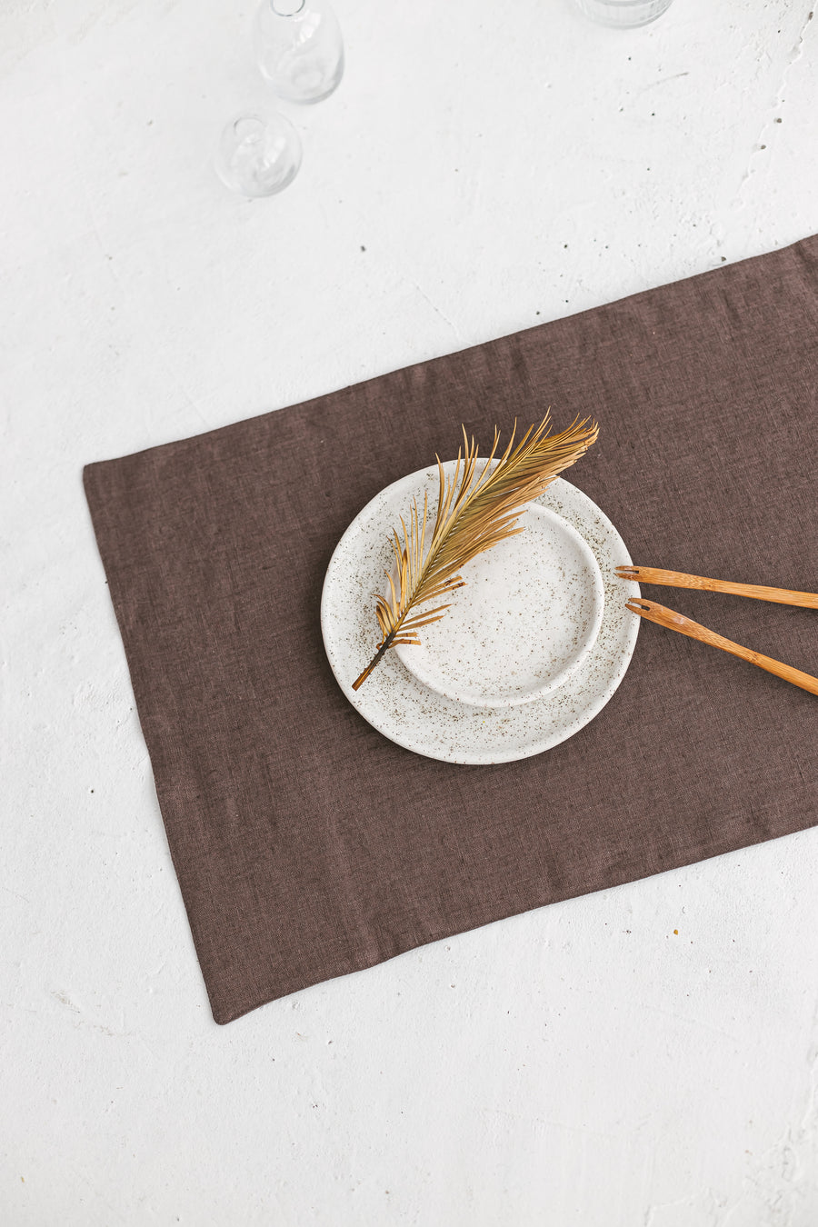 brown linen placemats