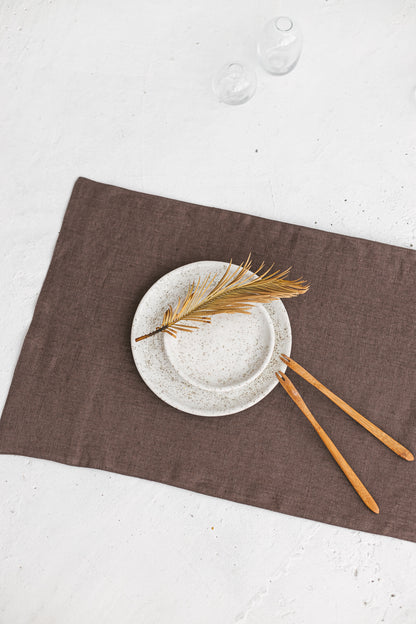 brown linen placemats