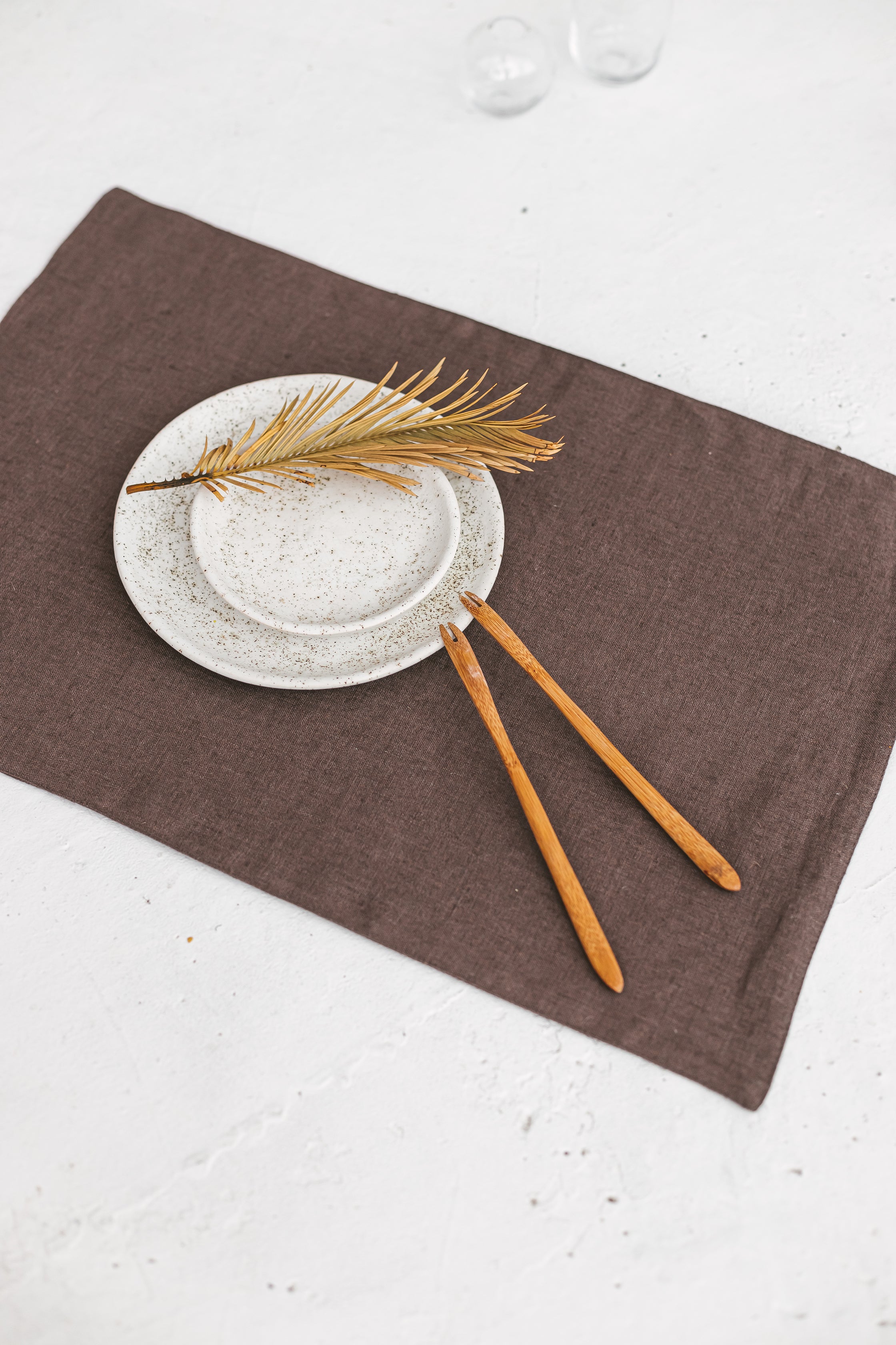brown linen placemats