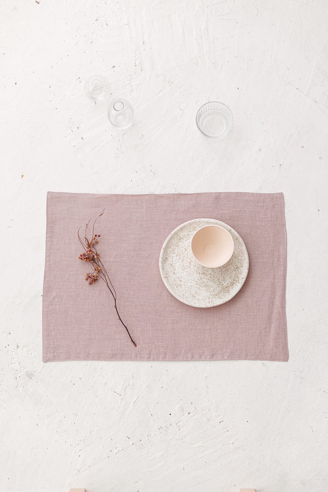 Pink linen placemat.
