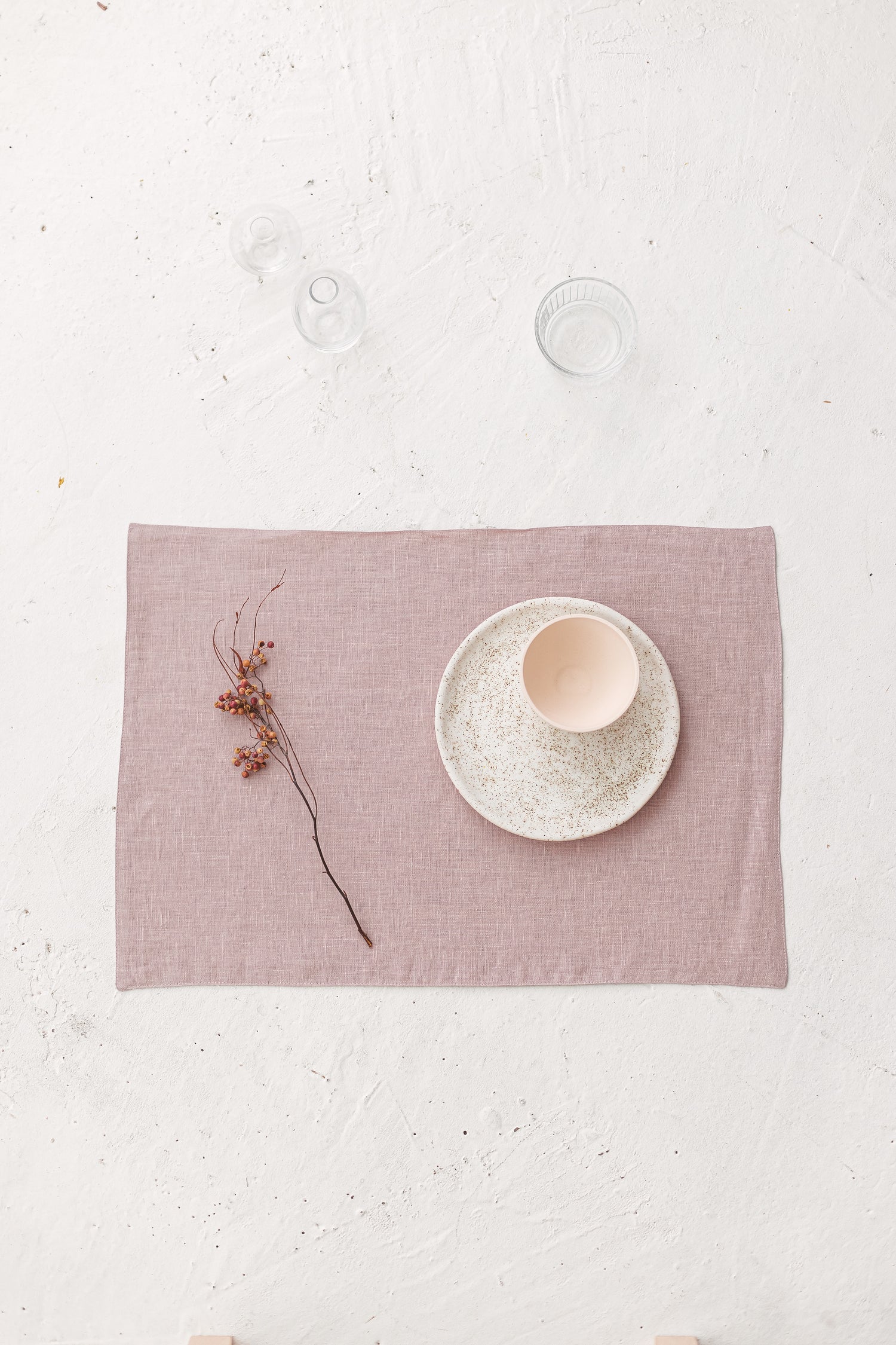 Pink linen placemat.
