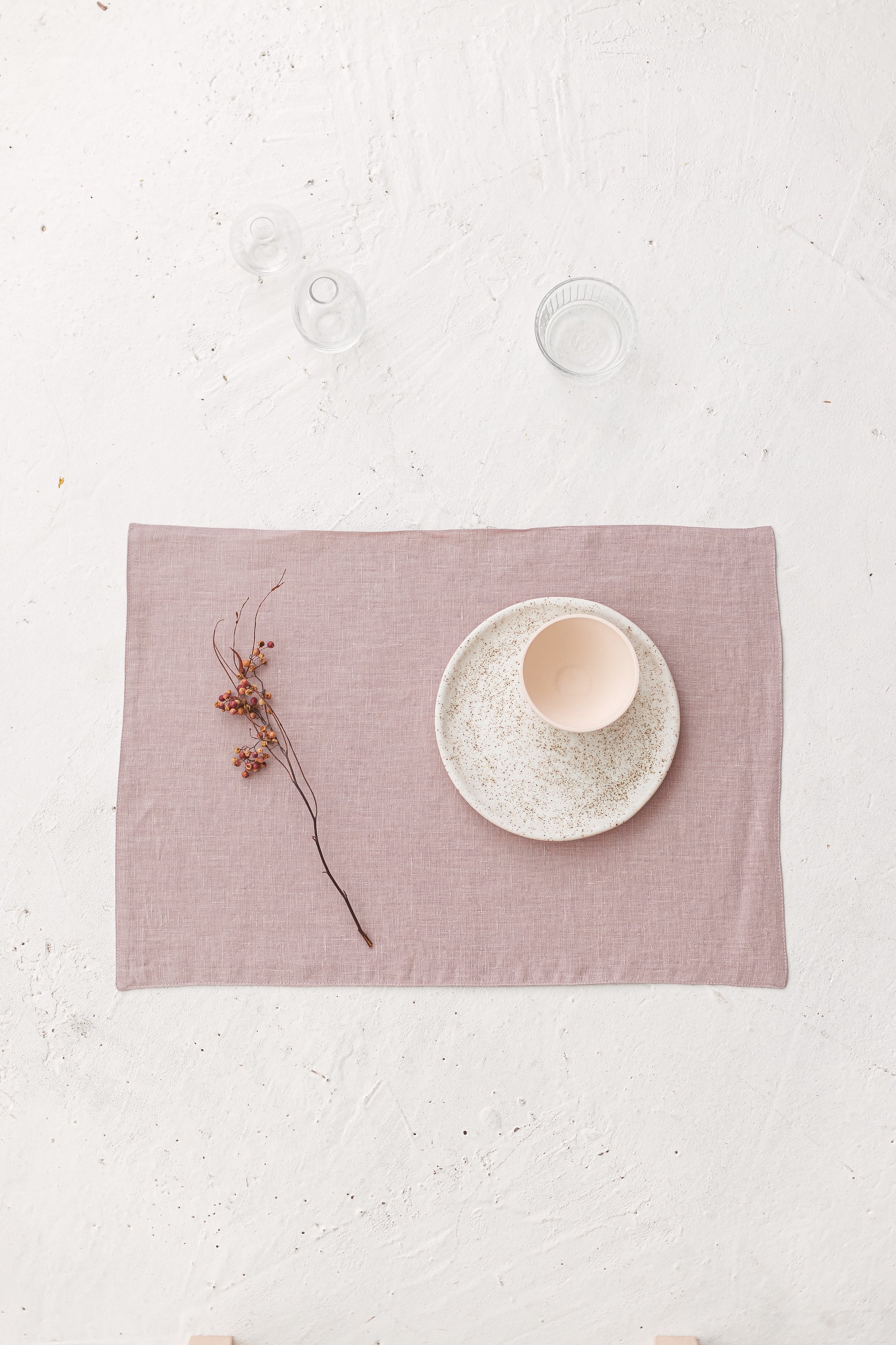 Pink linen placemat.