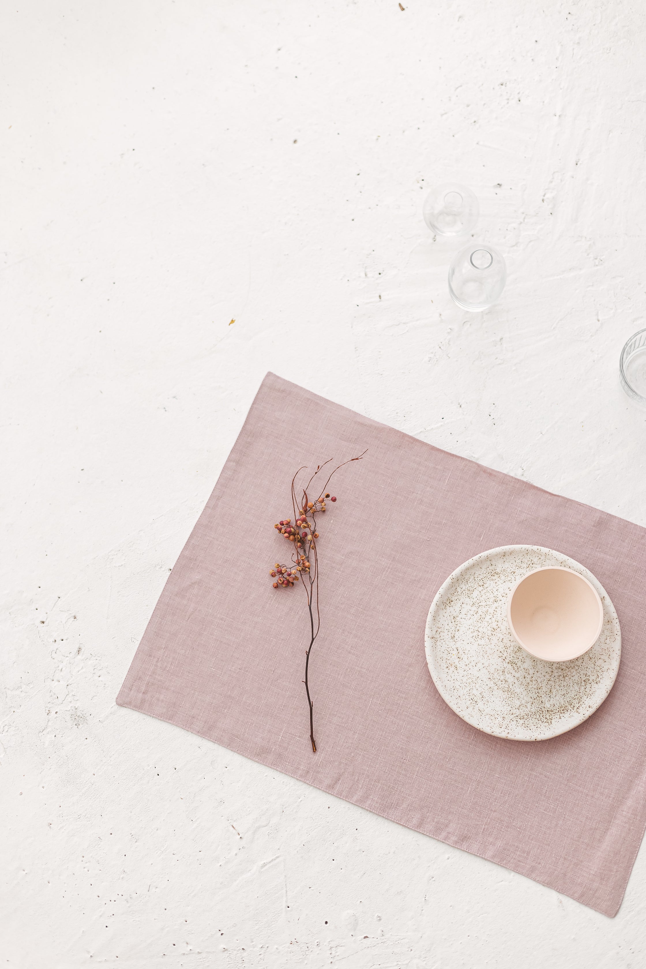 Pink linen placemat.
