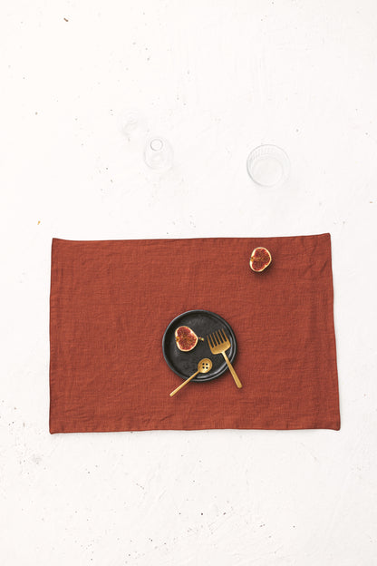 rust linen placemat