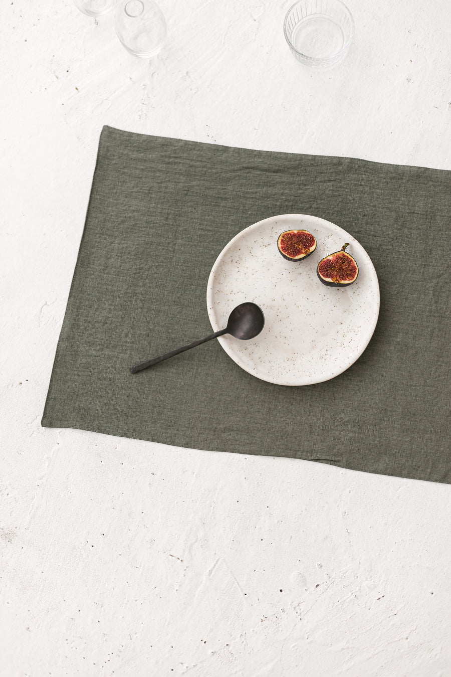 Green linen placemats