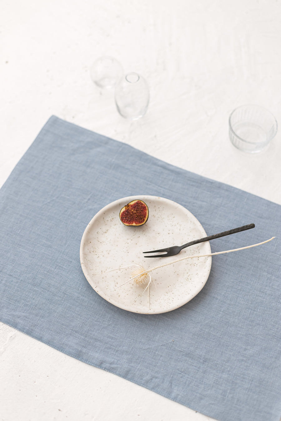 Blue linen placemat