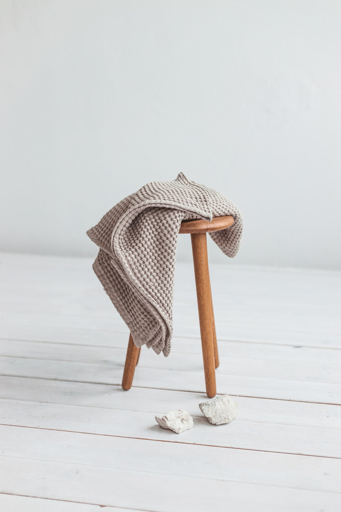 Beige Linen Waffle Bath Towel