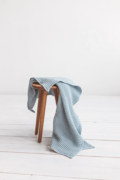 Light Blue Linen Waffle Bath Towel