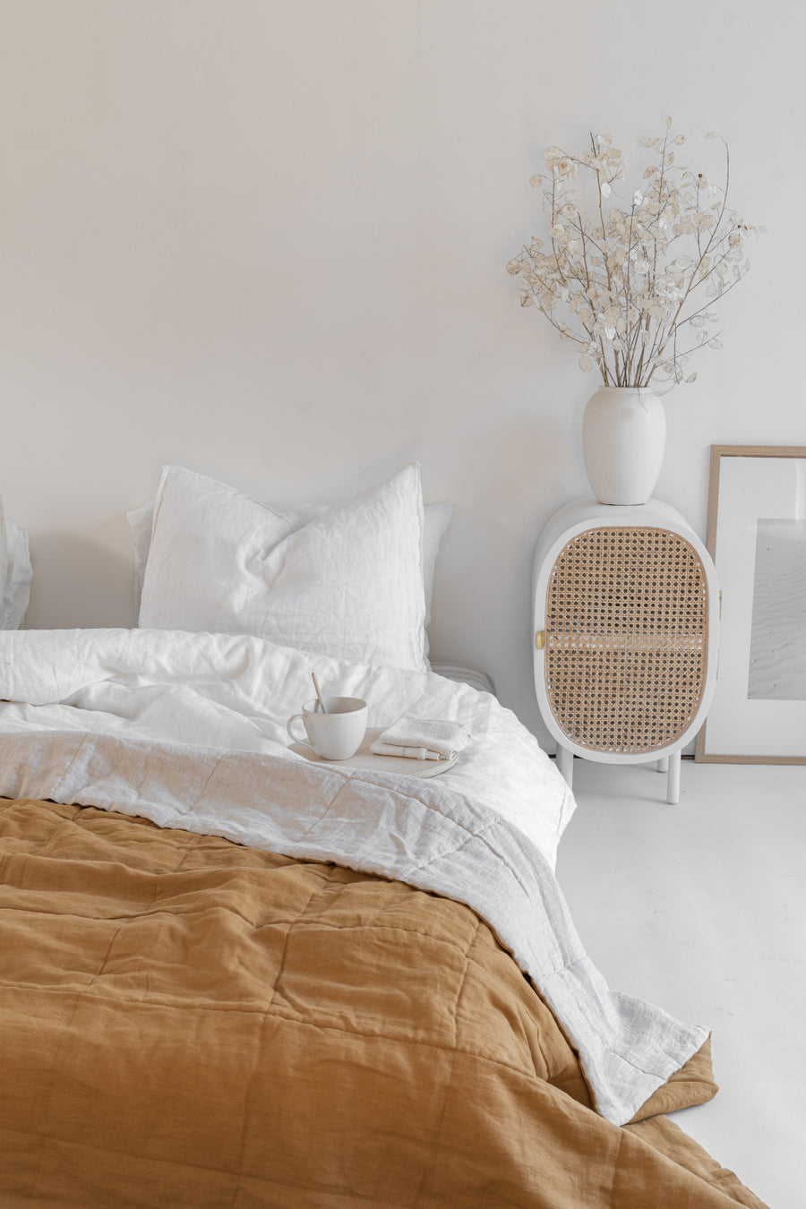 quilted linen bedspread