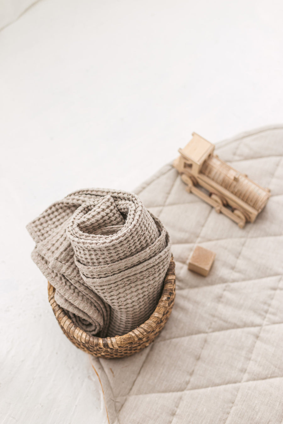 Beige Waffle Linen Baby Blanket