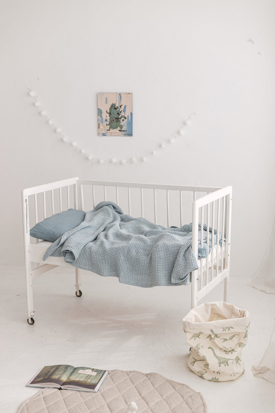 Dark Gray Waffle Linen Baby Blanket