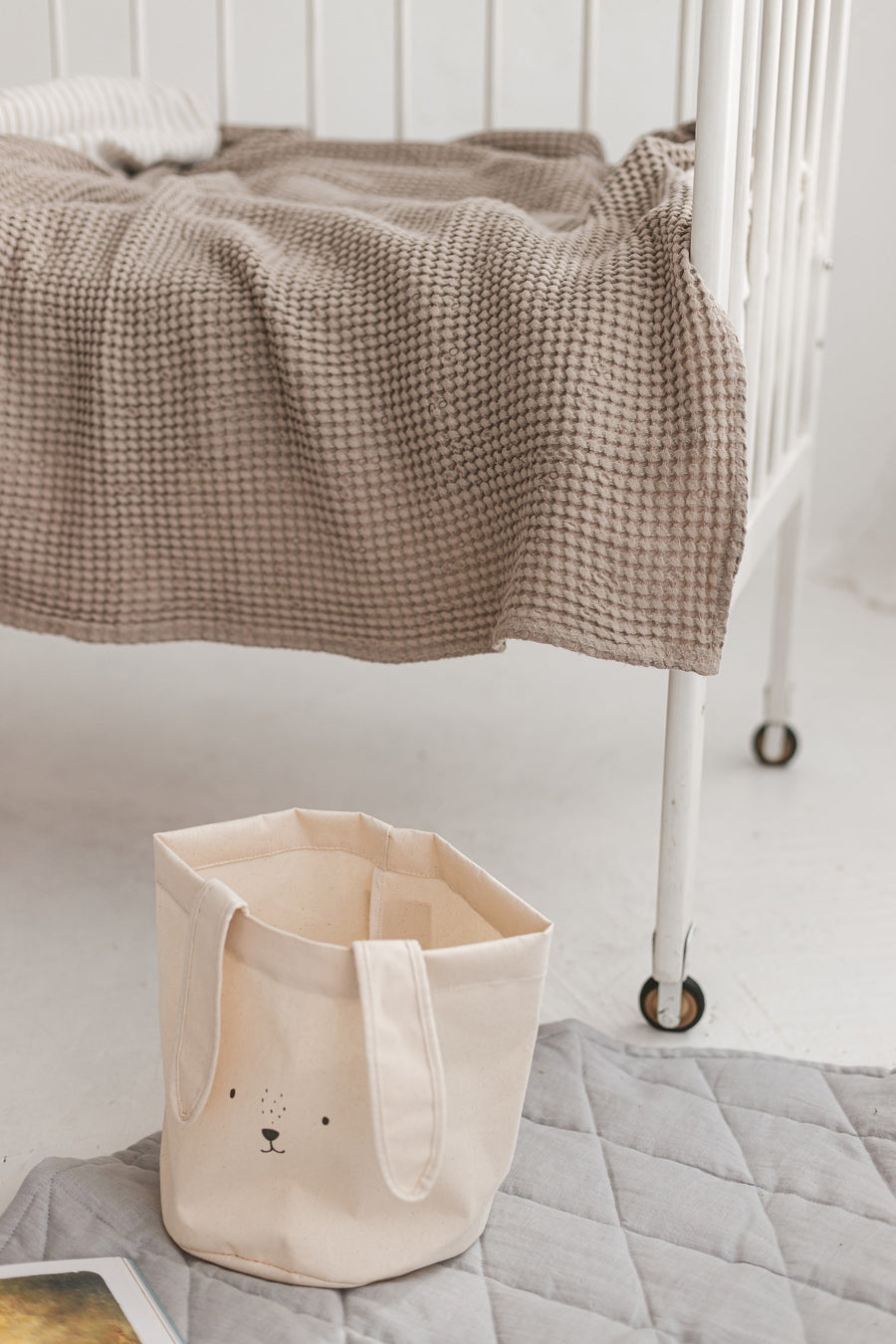 Dark Gray Waffle Linen Baby Blanket