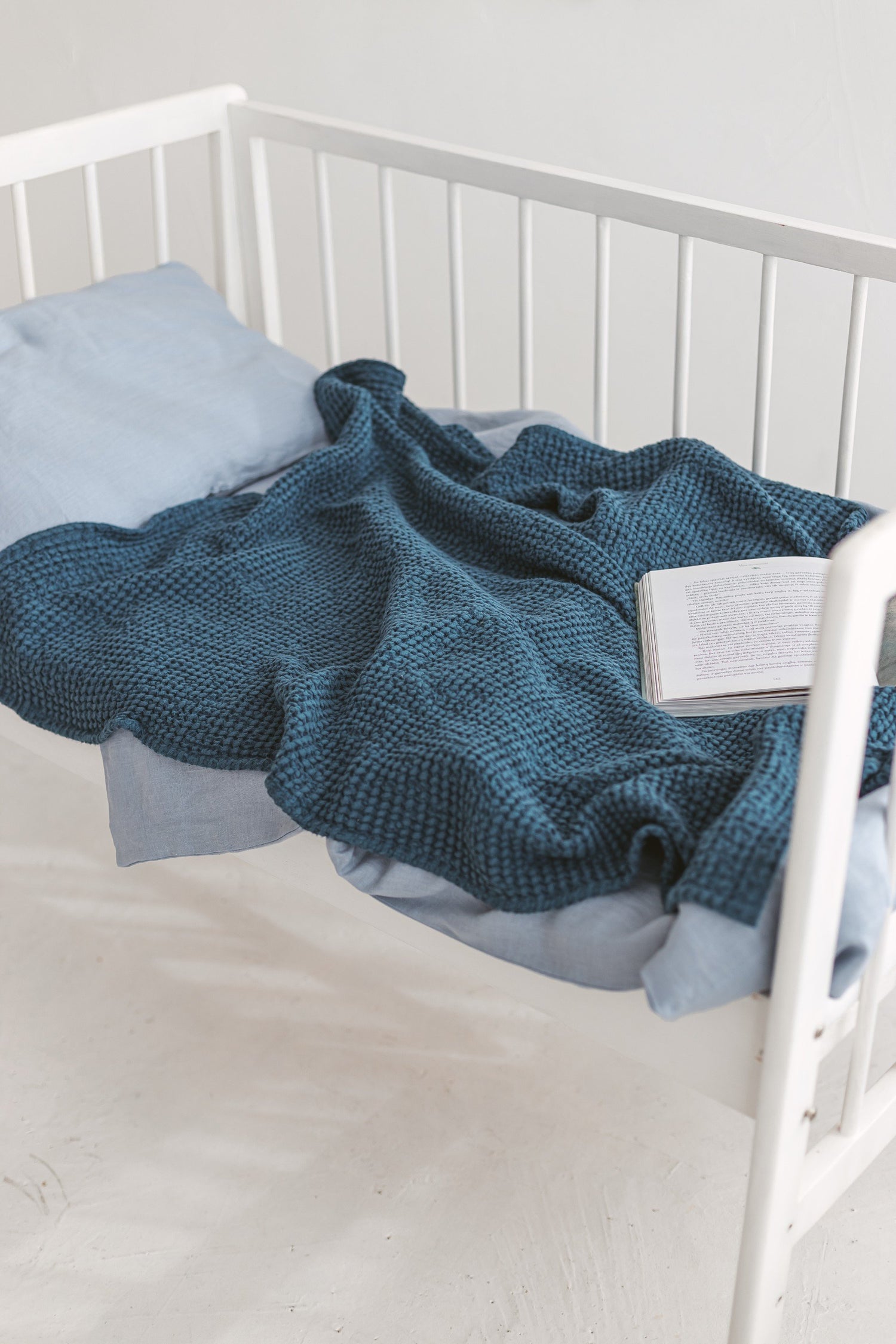 Dark Teal Waffle Linen Baby Blanket