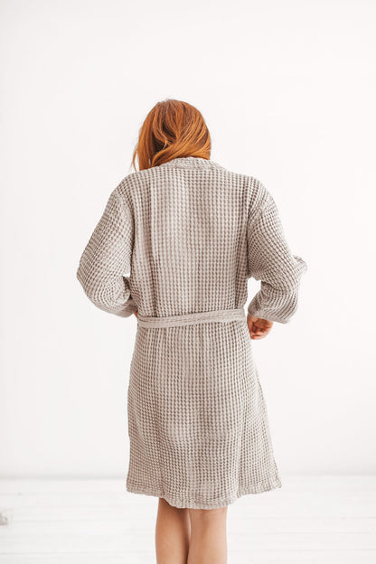 linen waffle bathrobe