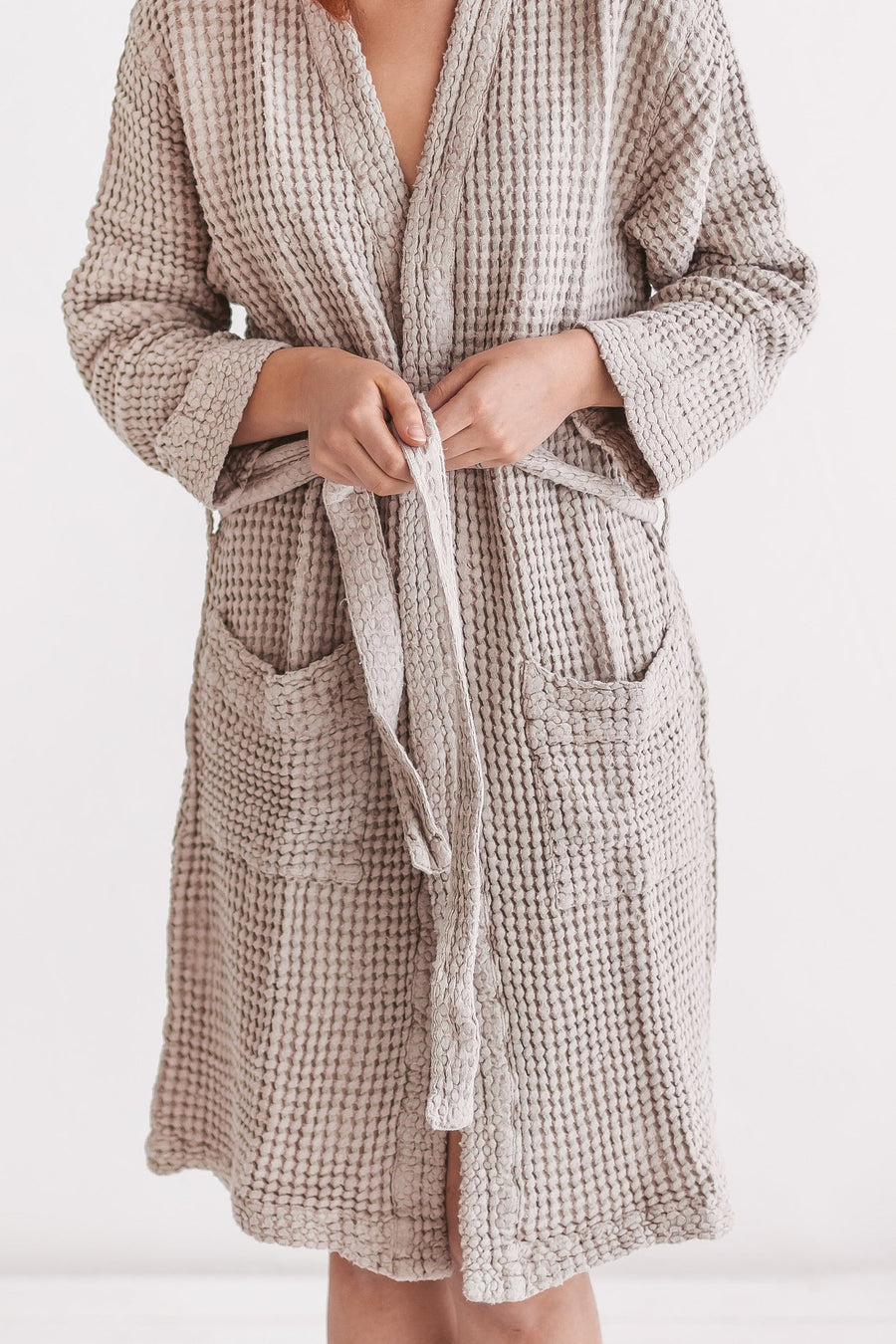 linen waffle bathrobe