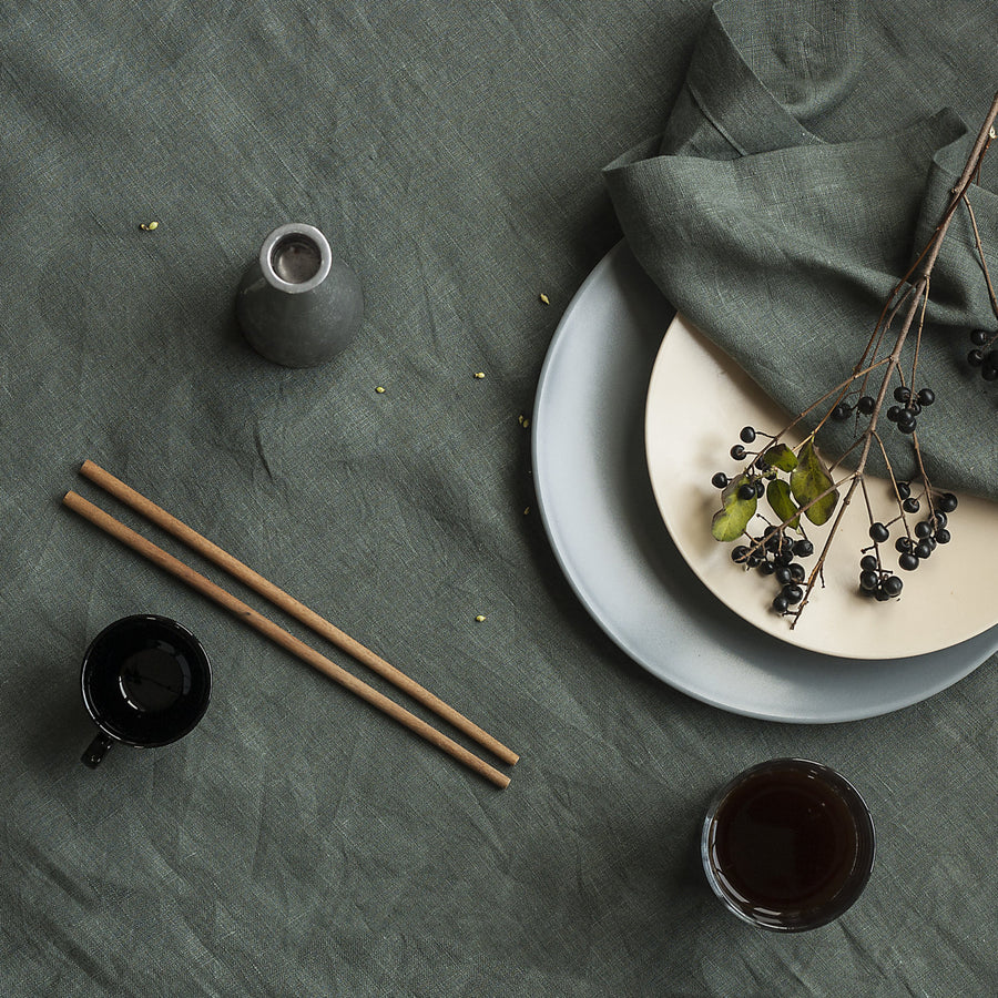 Coal Grey Linen Tablecloth