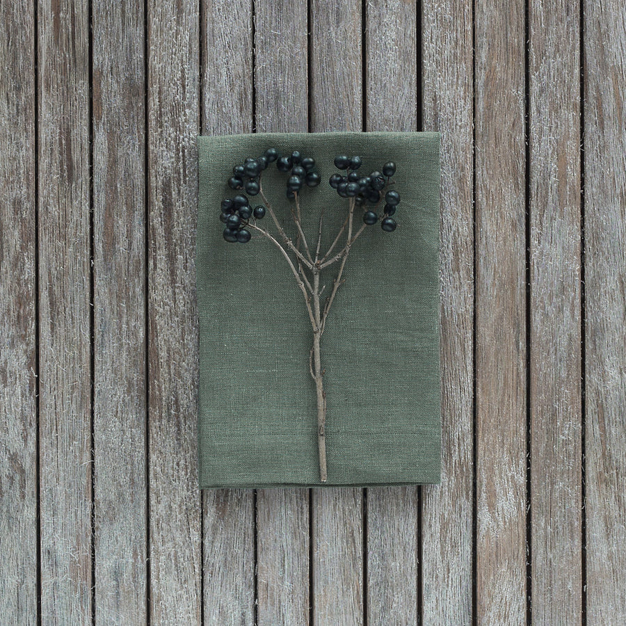 Safari Green Linen Napkins Set Of 2