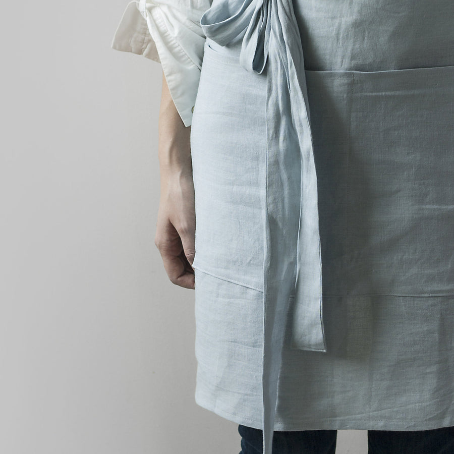 Ice Blue Linen Apron