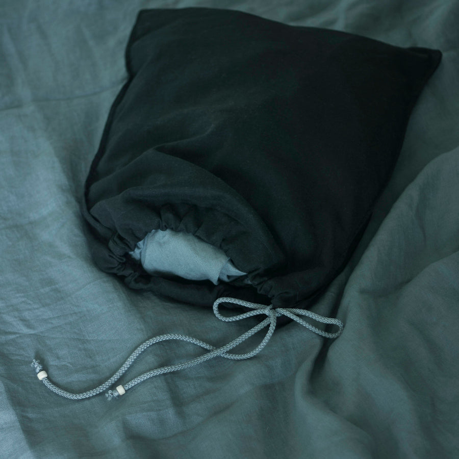 Set Of Dusty Blue Linen Duvet Cover And 2 Pillowcases