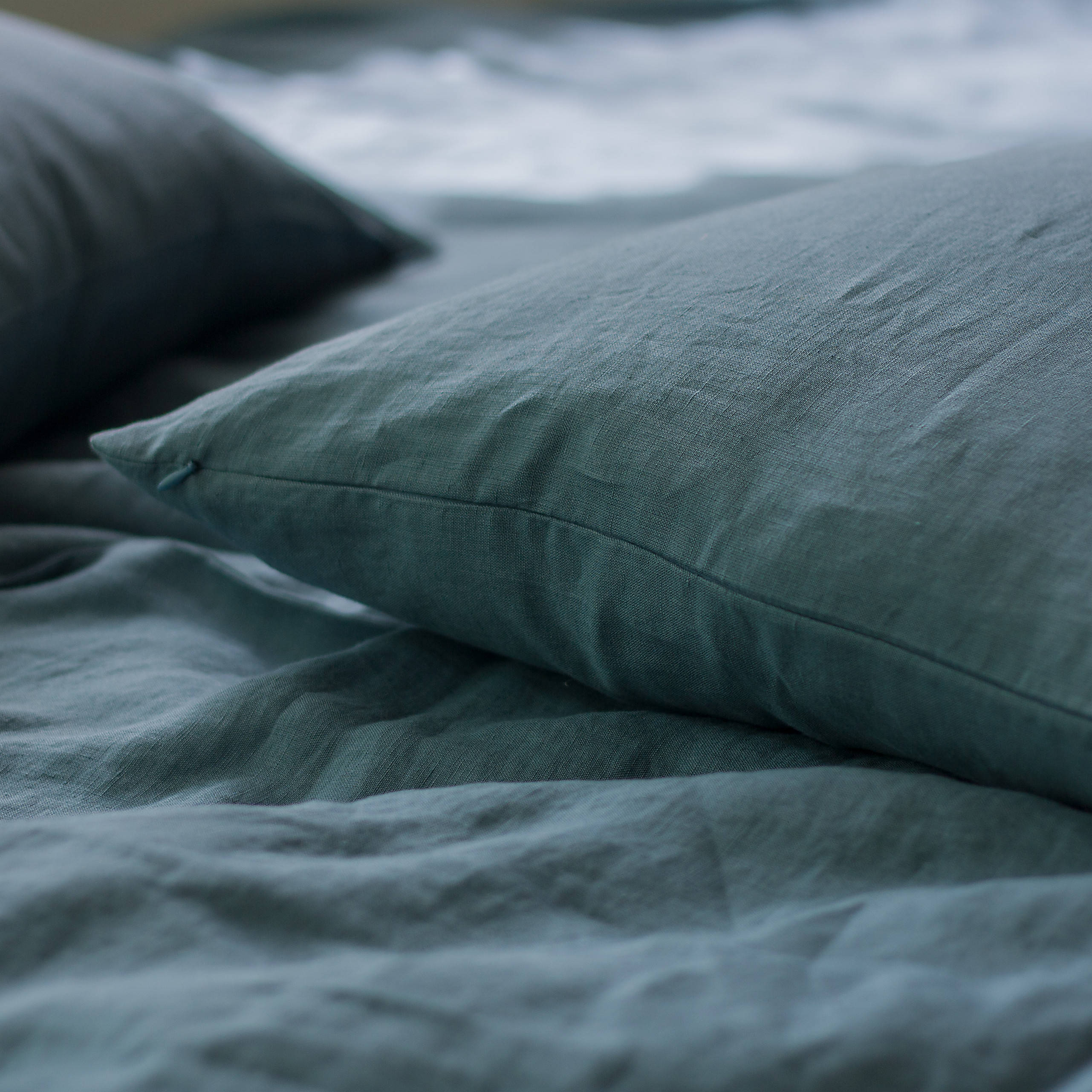 Dusty Blue Linen Pillow Case