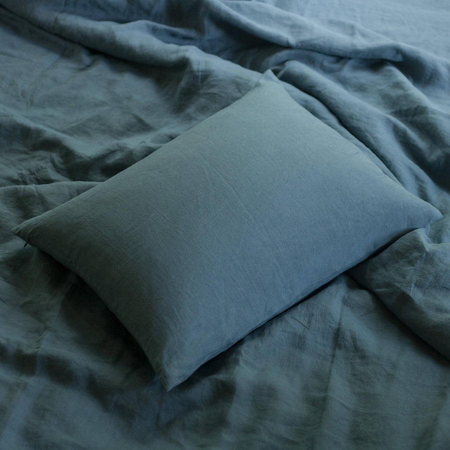 Dusty Blue Linen Pillow Case