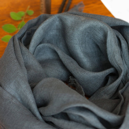 Gray Linen Scarf Gift Set