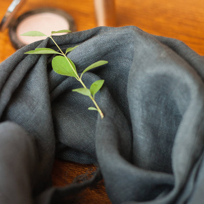 Gray Linen Scarf Gift Set