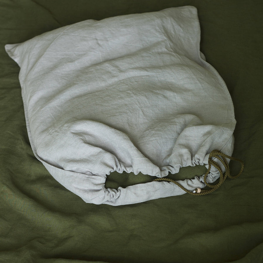 Set Of Forest Green Linen Duvet Cover And Two Pillow Cases