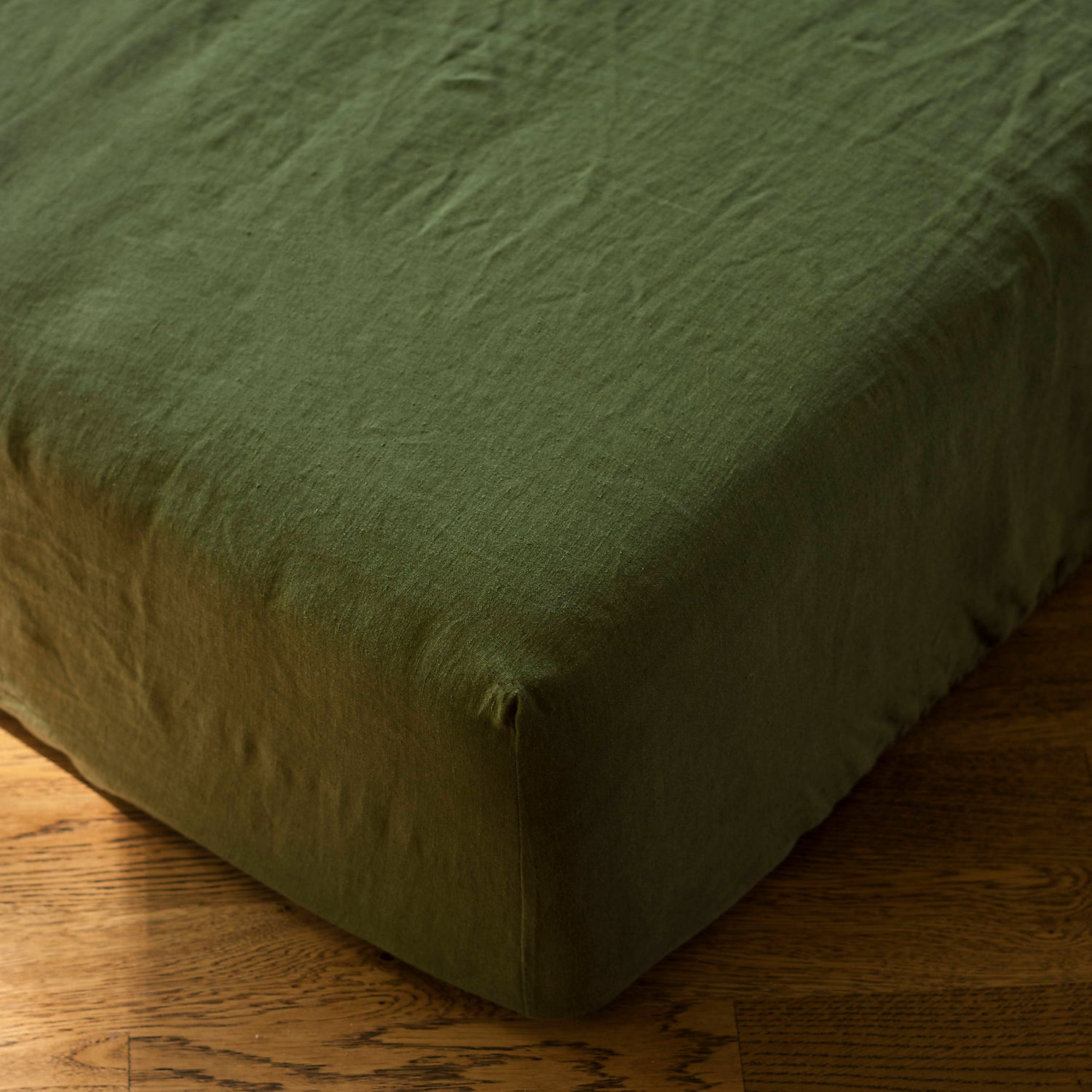 Forest Green Linen Fitted Sheet