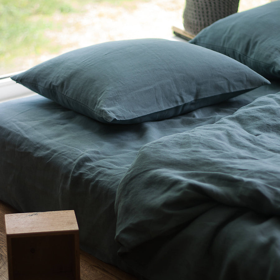 Dusty Blue Linen Duvet Cover