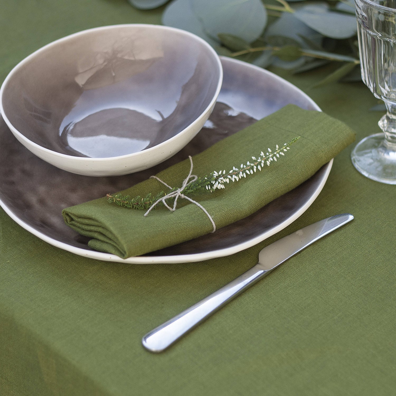 Moss Green Napkins Set Of 2 Mitered Corners