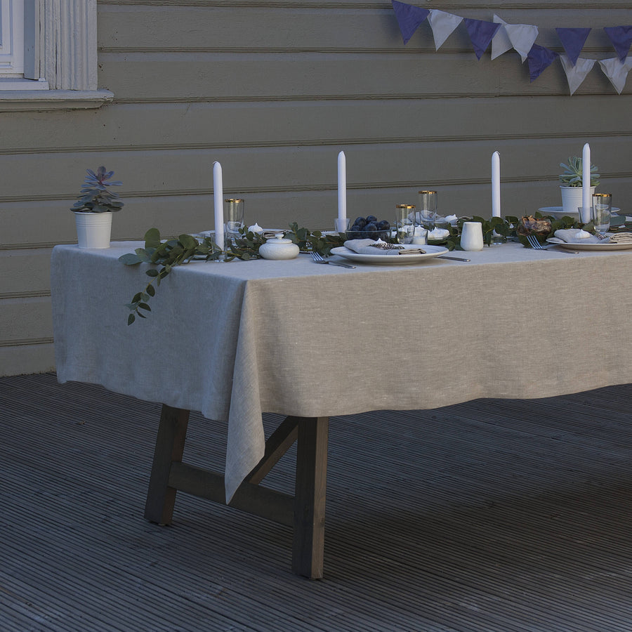 Natural Light Large Linen Tablecloth