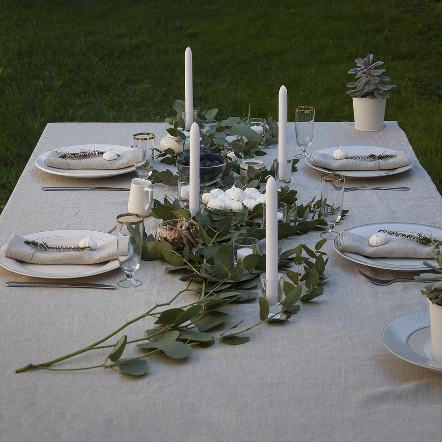 Natural Light Large Linen Tablecloth