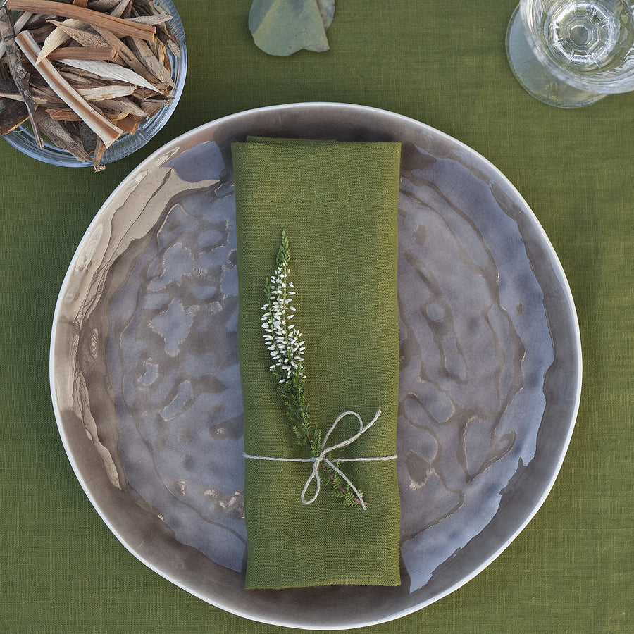 Moss Green Napkins Set Of 2 Mitered Corners