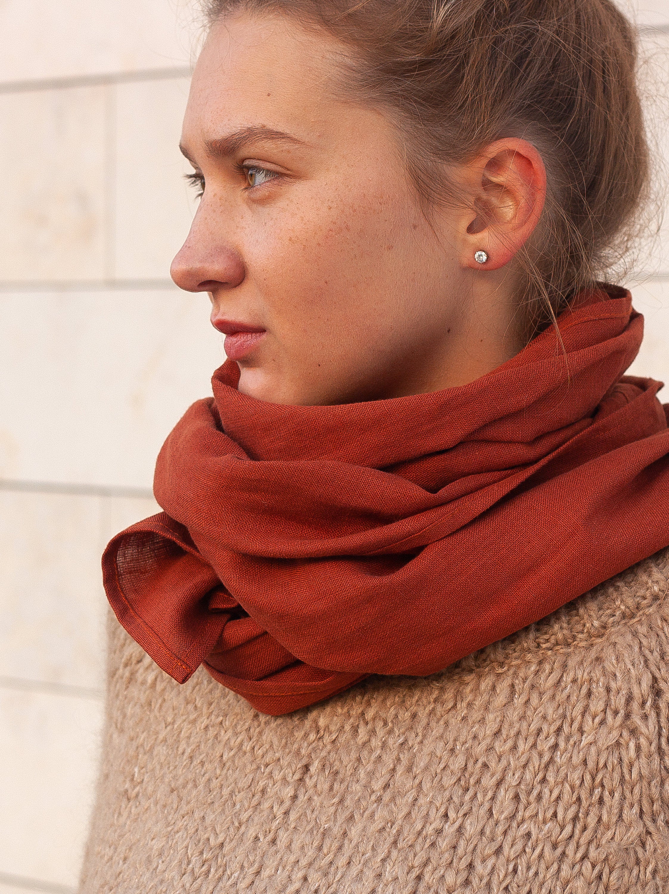 Rusty Linen Scarf
