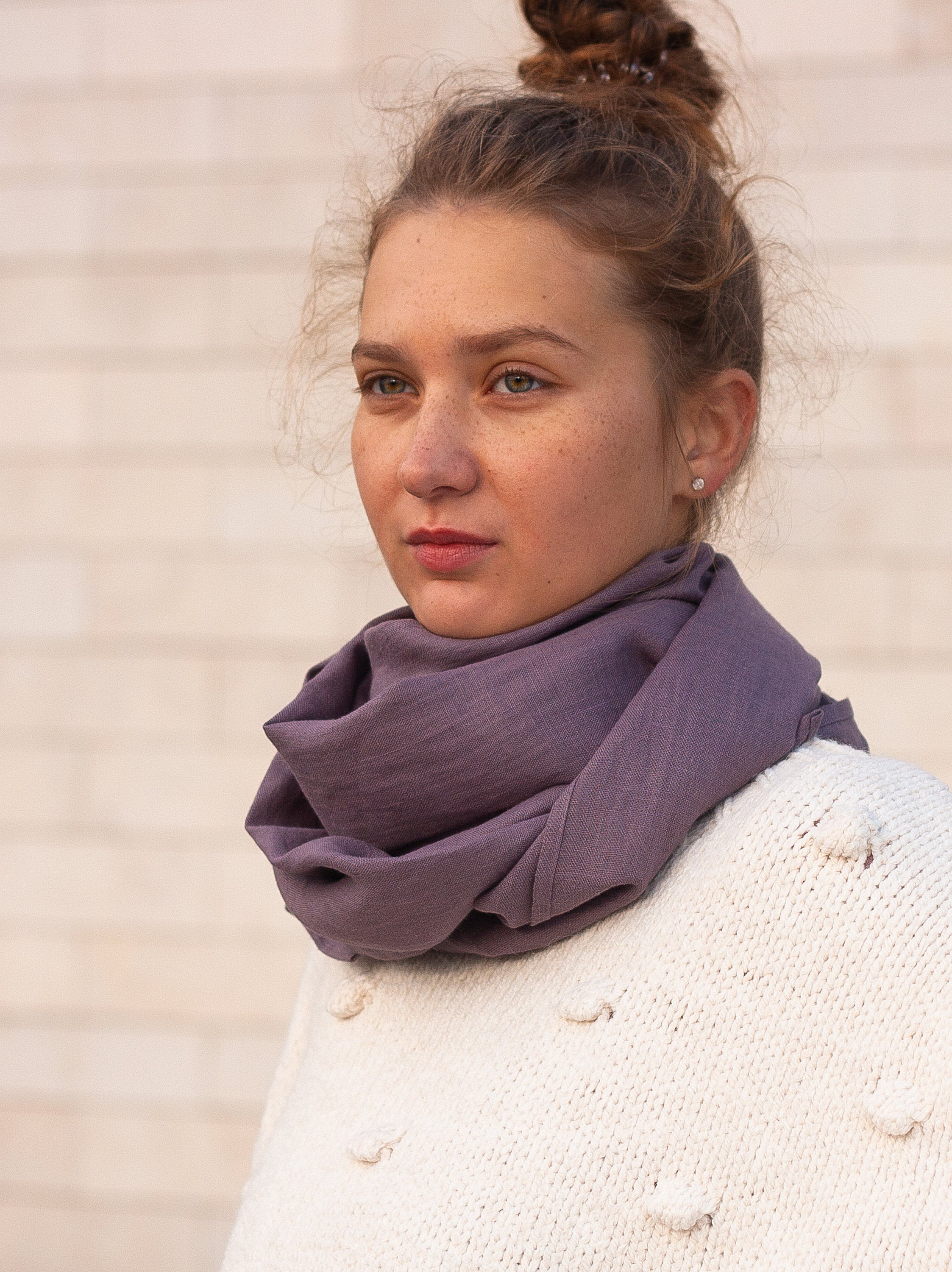 Grape Linen Scarf