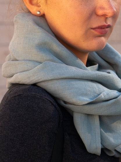Dusty Aqua Linen Scarf
