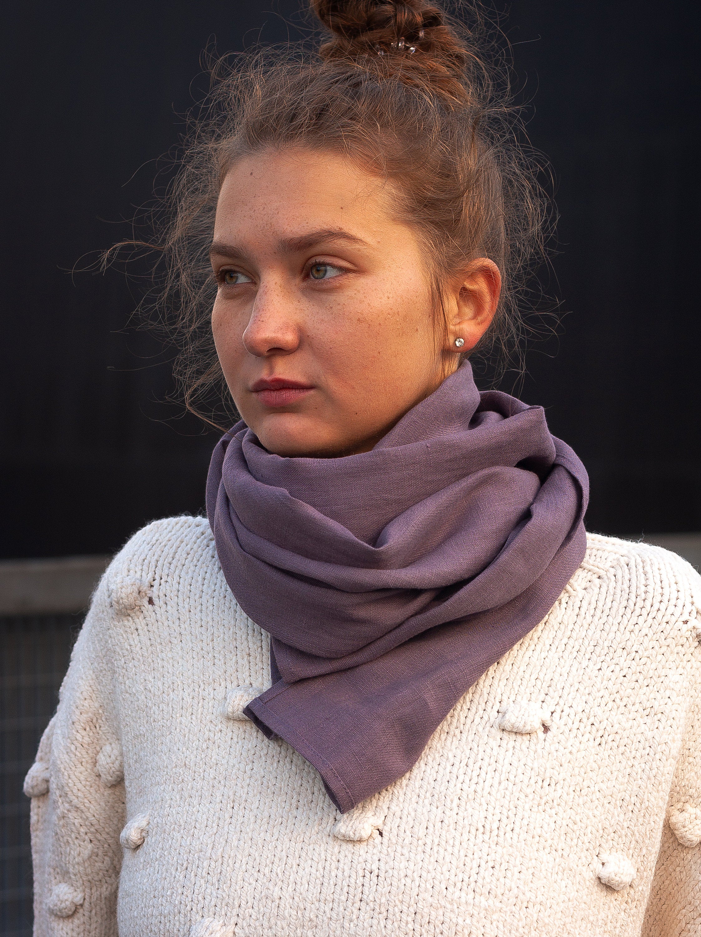 Grape Linen Scarf