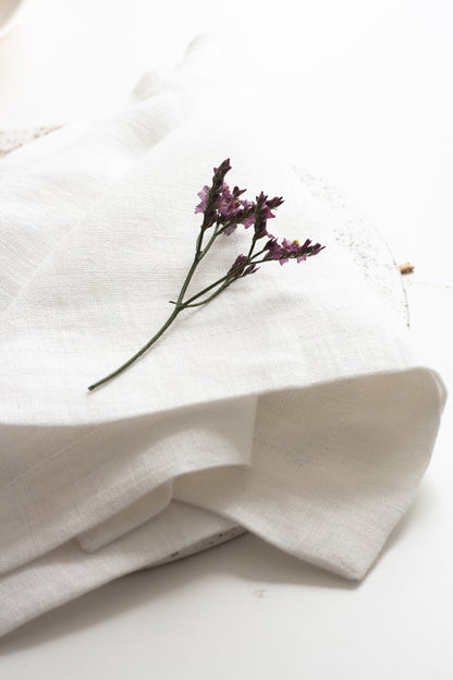 White Linen Napkins Set Of 2 Mitered Corners