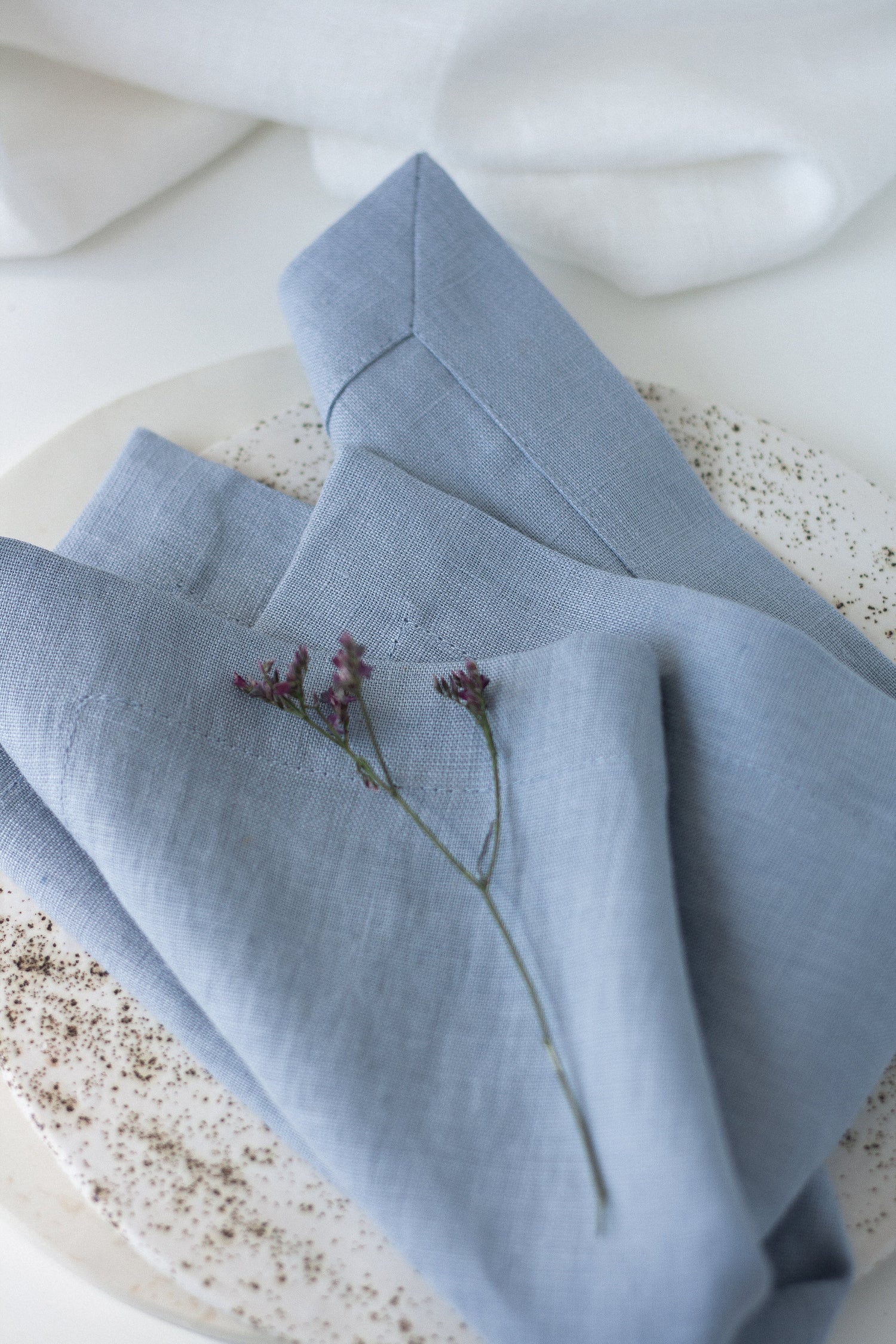 Ice Blue Linen Napkins Set Of 2 Mitered Corners